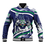 New Zealand Warriors Rugby Mascot Baseball Jacket Fierce Athlete Graphic in Sports Style