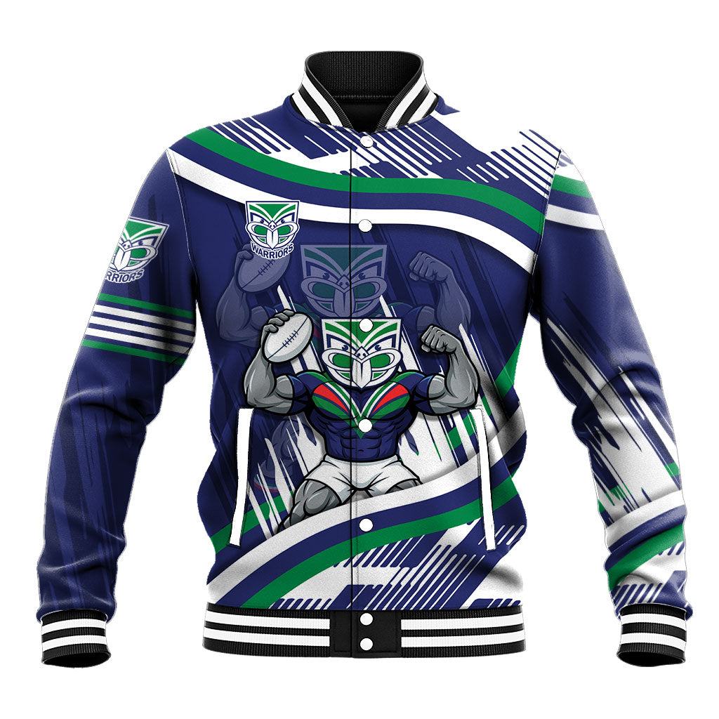 New Zealand Warriors Rugby Mascot Baseball Jacket Fierce Athlete Graphic in Sports Style
