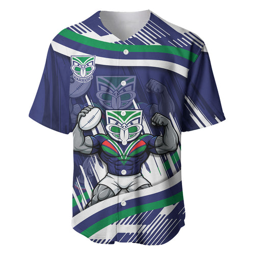 New Zealand Warriors Rugby Mascot Baseball Jersey Fierce Athlete Graphic in Sports Style