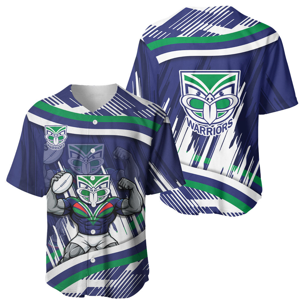 New Zealand Warriors Rugby Mascot Baseball Jersey Fierce Athlete Graphic in Sports Style