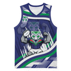 New Zealand Warriors Rugby Mascot Basketball Jersey Fierce Athlete Graphic in Sports Style