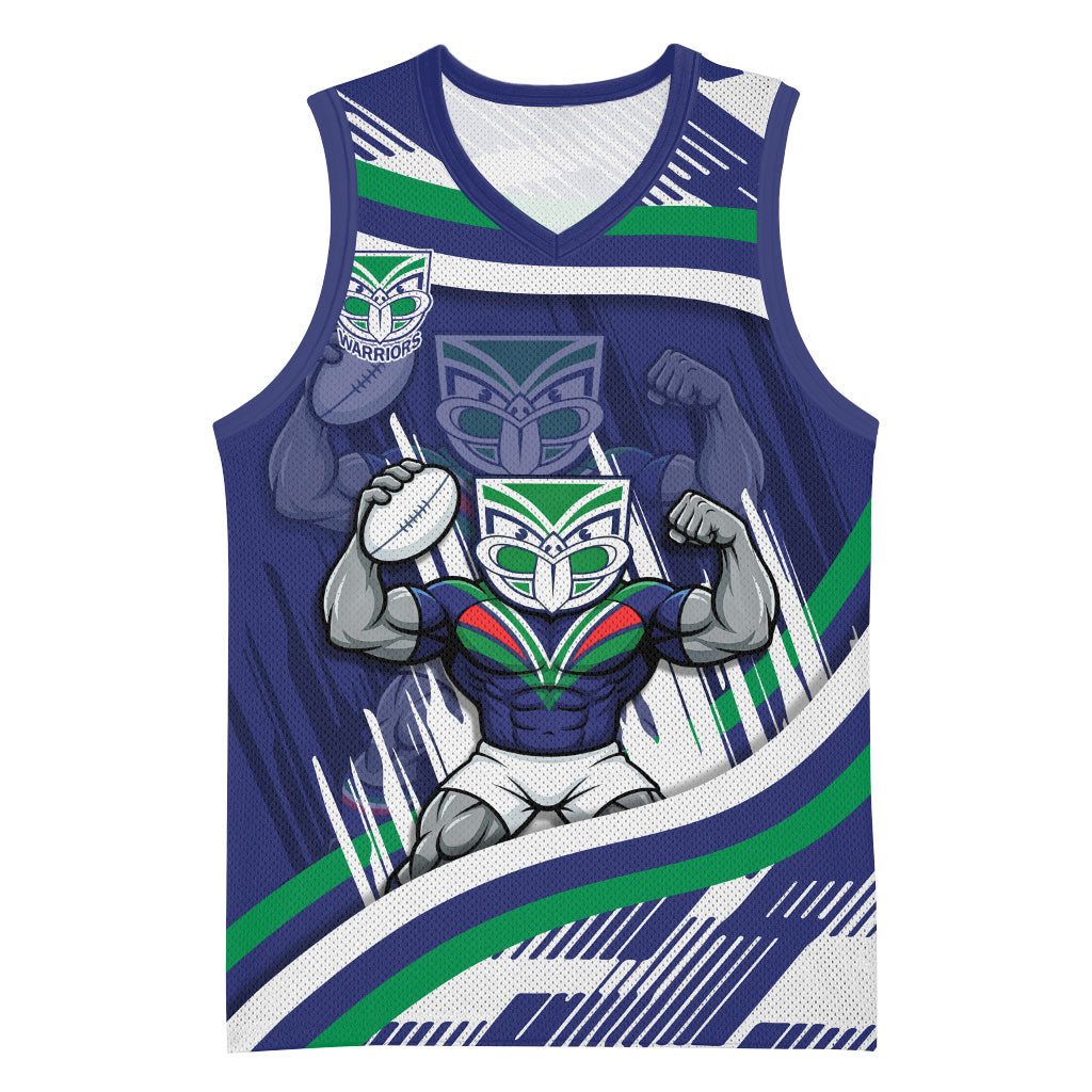 New Zealand Warriors Rugby Mascot Basketball Jersey Fierce Athlete Graphic in Sports Style