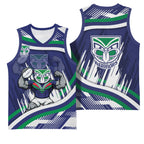 New Zealand Warriors Rugby Mascot Basketball Jersey Fierce Athlete Graphic in Sports Style