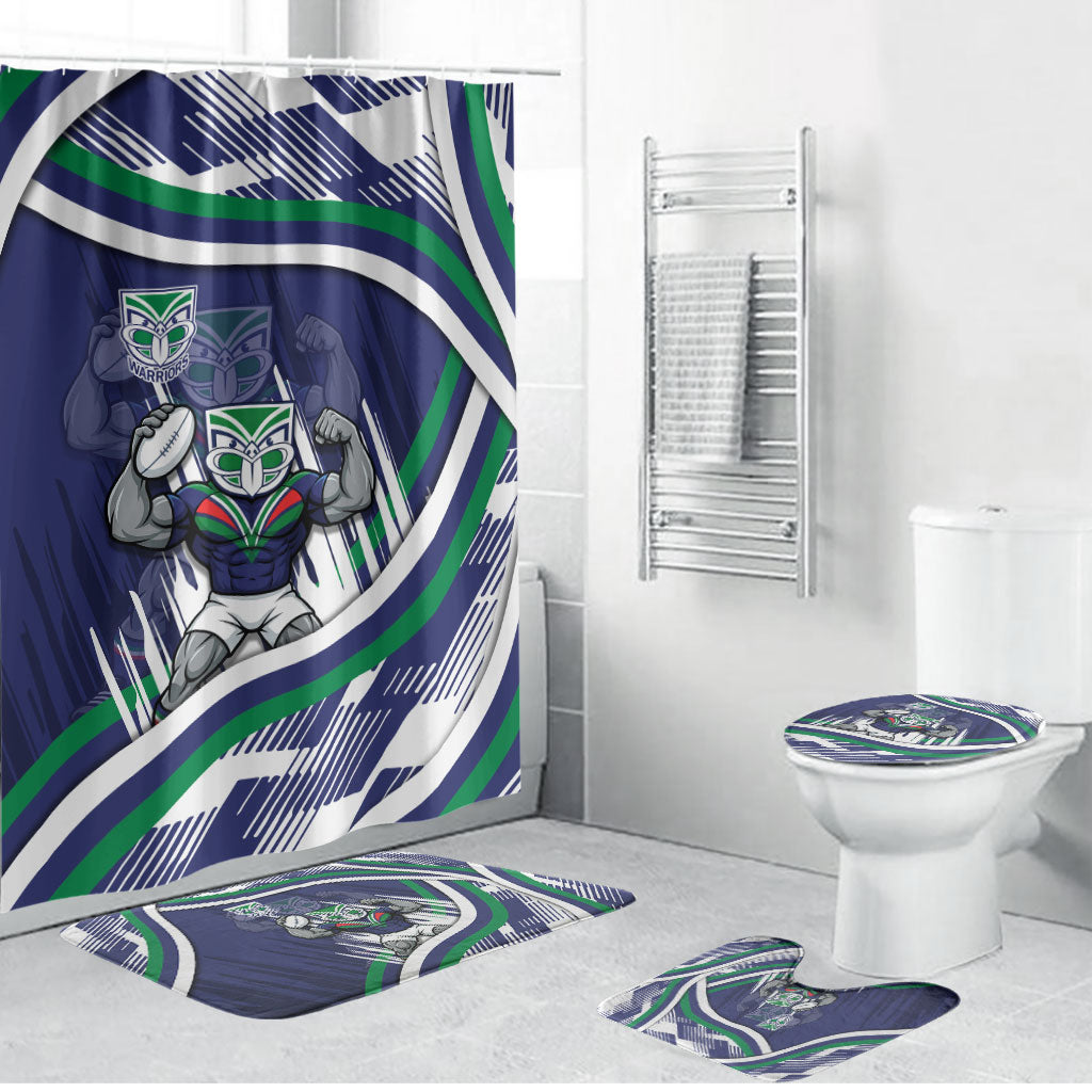 New Zealand Warriors Rugby Mascot Bathroom Set Fierce Athlete Graphic in Sports Style
