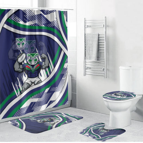 New Zealand Warriors Rugby Mascot Bathroom Set Fierce Athlete Graphic in Sports Style