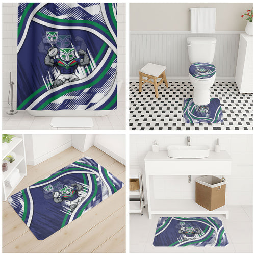 New Zealand Warriors Rugby Mascot Bathroom Set Fierce Athlete Graphic in Sports Style