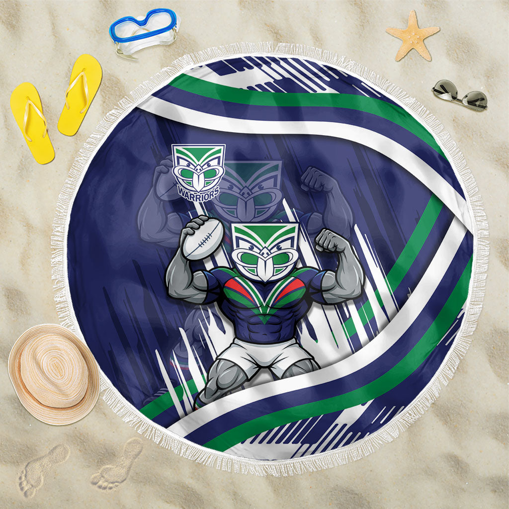 New Zealand Warriors Rugby Mascot Beach Blanket Fierce Athlete Graphic in Sports Style