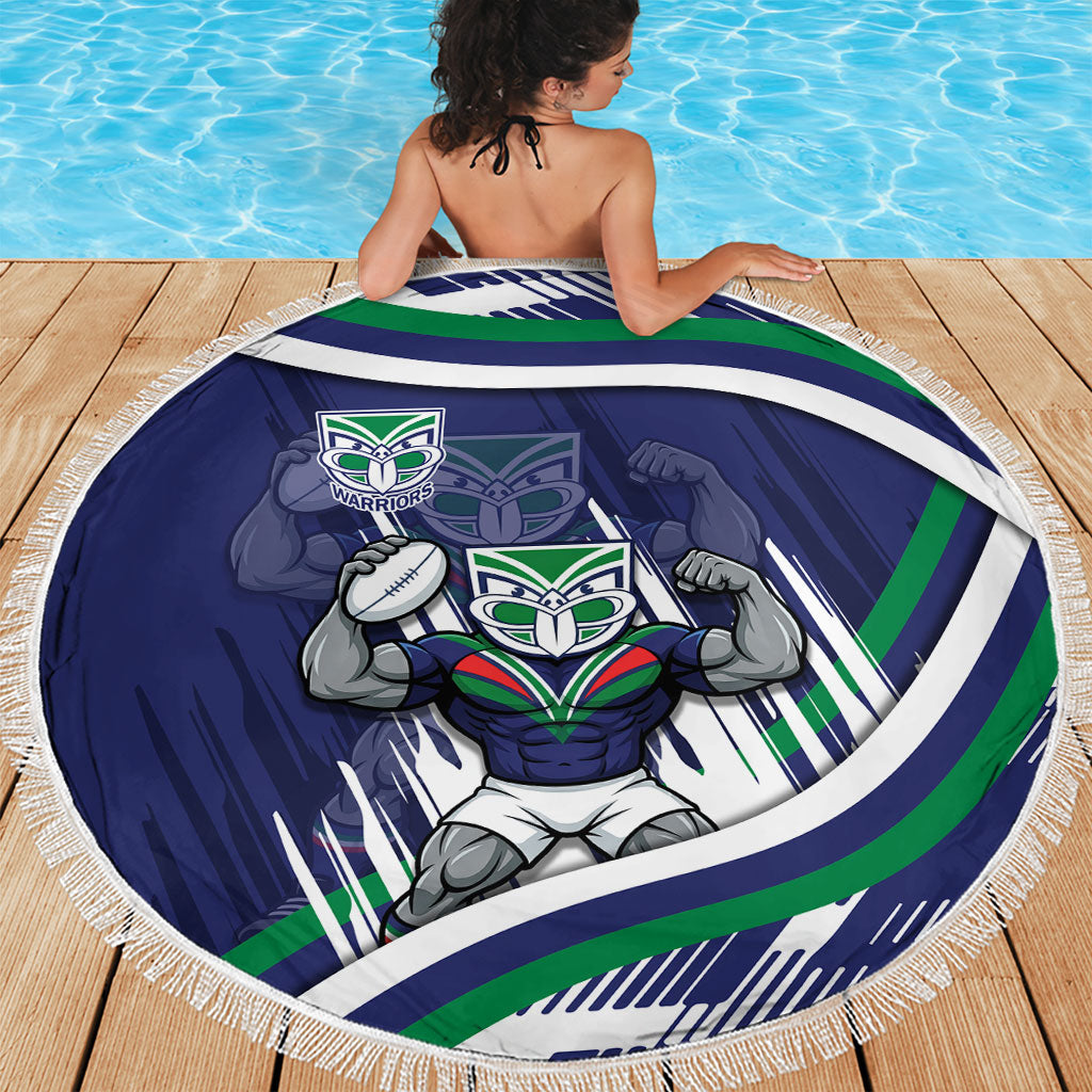 New Zealand Warriors Rugby Mascot Beach Blanket Fierce Athlete Graphic in Sports Style
