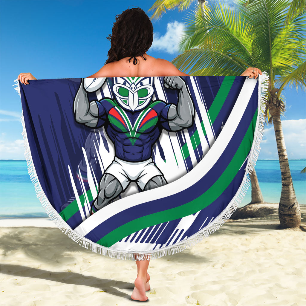 New Zealand Warriors Rugby Mascot Beach Blanket Fierce Athlete Graphic in Sports Style