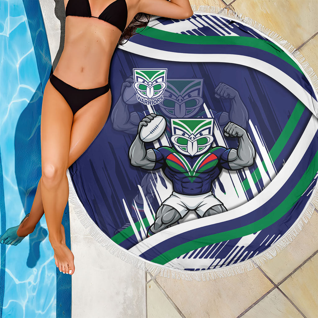 New Zealand Warriors Rugby Mascot Beach Blanket Fierce Athlete Graphic in Sports Style