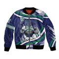 New Zealand Warriors Rugby Mascot Bomber Jacket Fierce Athlete Graphic in Sports Style