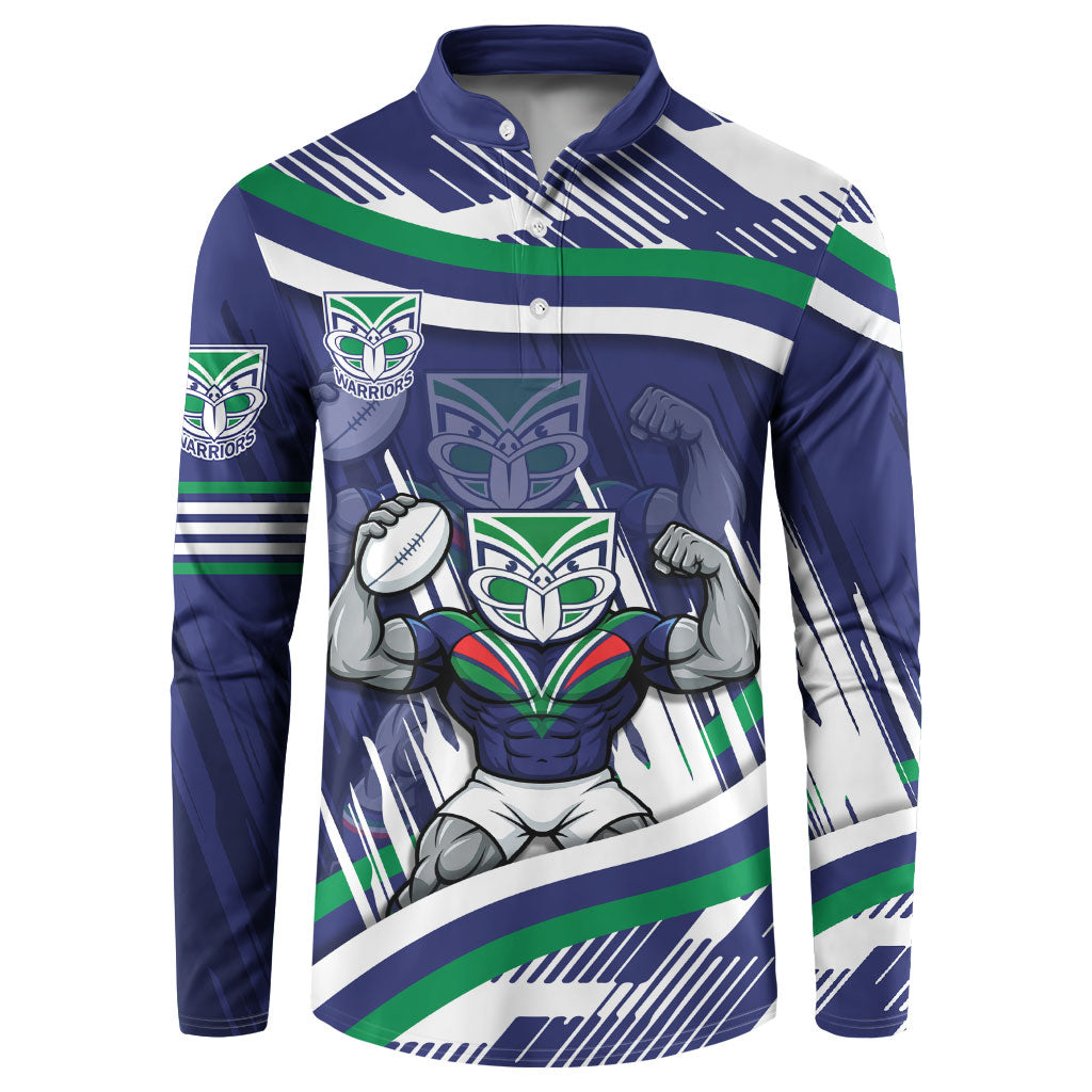 New Zealand Warriors Rugby Mascot Button Sweatshirt Fierce Athlete Graphic in Sports Style
