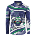 New Zealand Warriors Rugby Mascot Button Sweatshirt Fierce Athlete Graphic in Sports Style