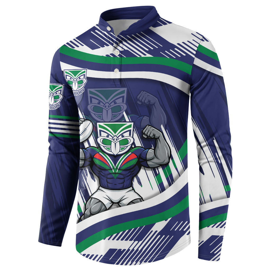 New Zealand Warriors Rugby Mascot Button Sweatshirt Fierce Athlete Graphic in Sports Style