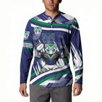 New Zealand Warriors Rugby Mascot Button Sweatshirt Fierce Athlete Graphic in Sports Style