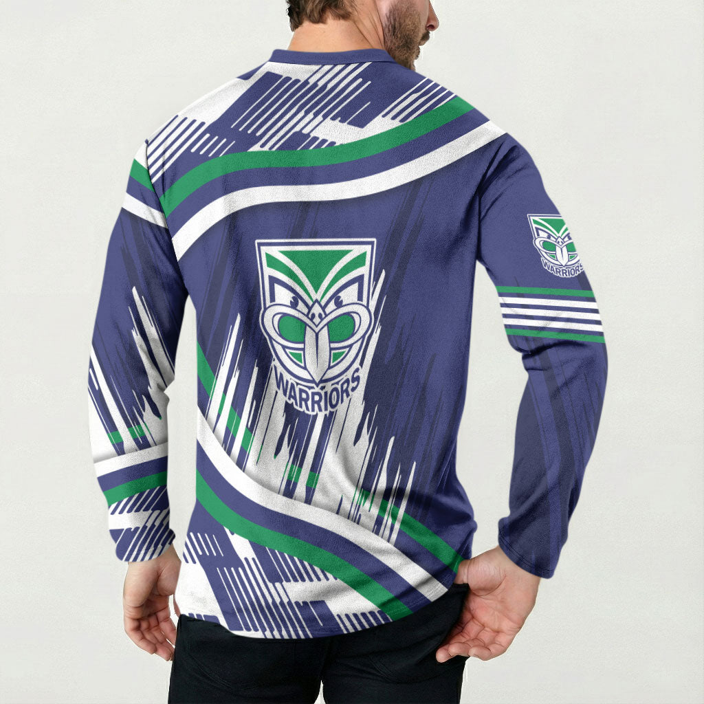 New Zealand Warriors Rugby Mascot Button Sweatshirt Fierce Athlete Graphic in Sports Style