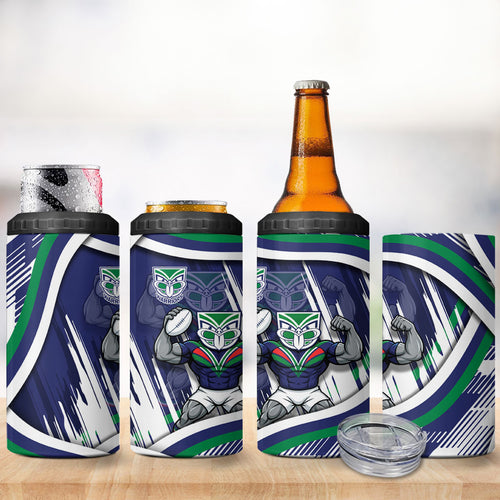 New Zealand Warriors Rugby Mascot 4 in 1 Can Cooler Tumbler Fierce Athlete Graphic in Sports Style