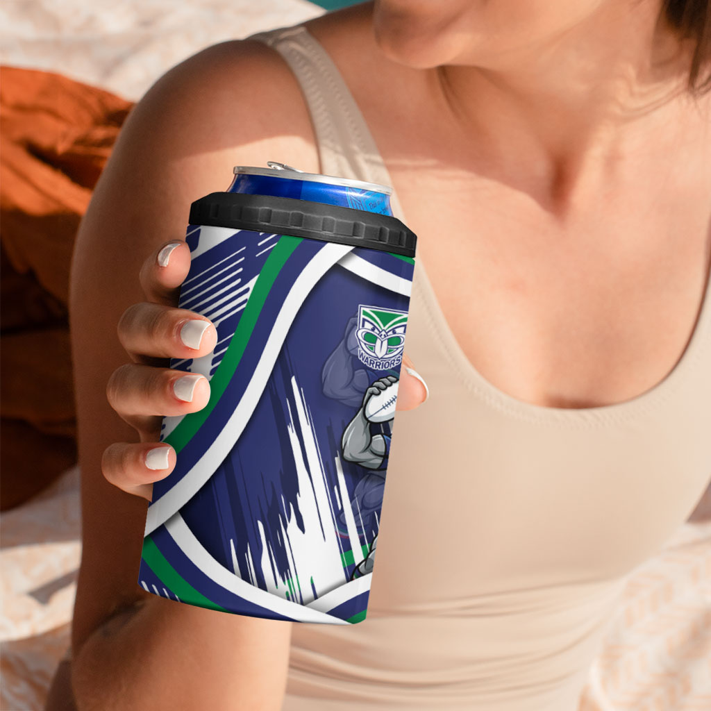 New Zealand Warriors Rugby Mascot 4 in 1 Can Cooler Tumbler Fierce Athlete Graphic in Sports Style