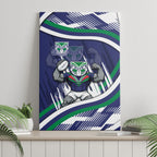 New Zealand Warriors Rugby Mascot Canvas Wall Art Fierce Athlete Graphic in Sports Style