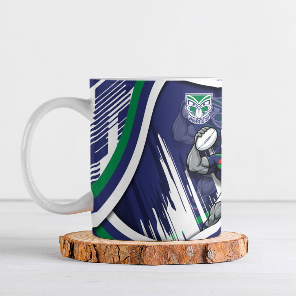 New Zealand Warriors Rugby Mascot Ceramic Mug Fierce Athlete Graphic in Sports Style