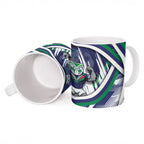 New Zealand Warriors Rugby Mascot Ceramic Mug Fierce Athlete Graphic in Sports Style
