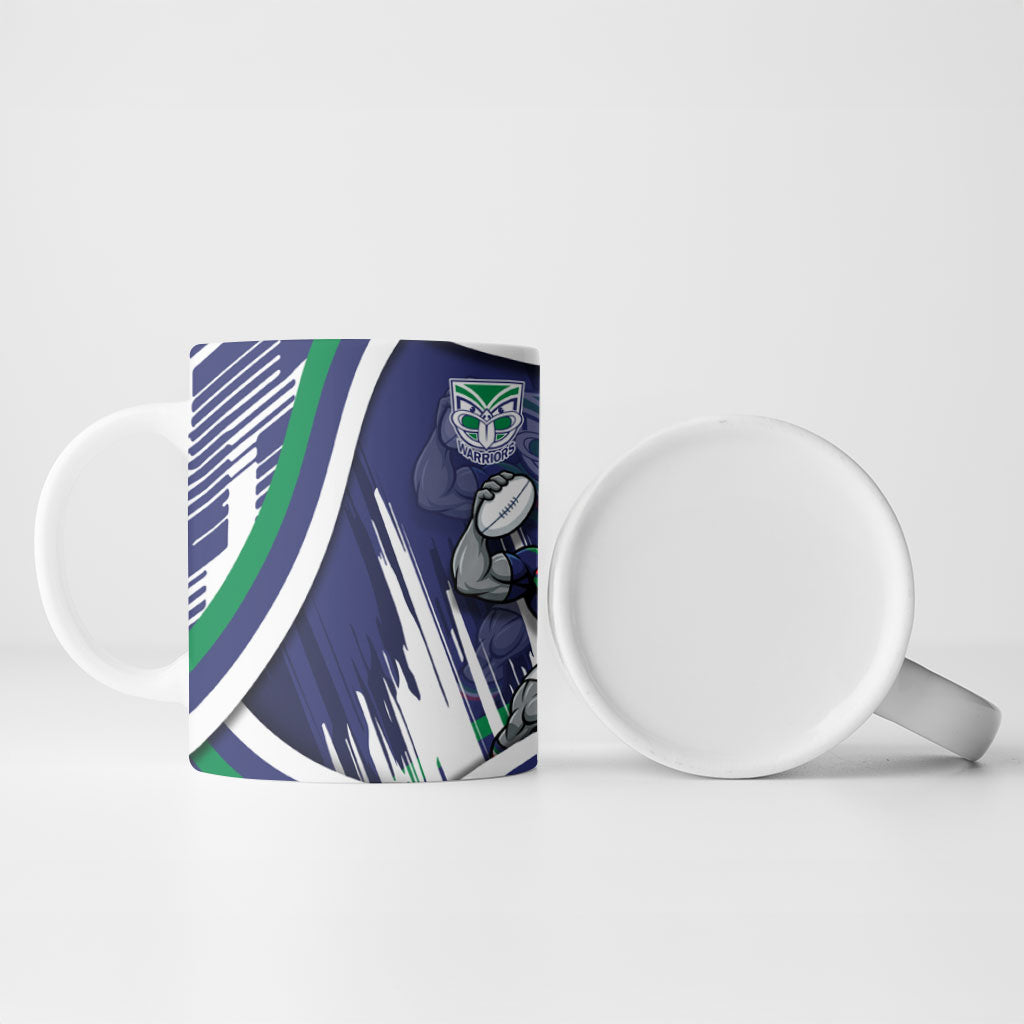 New Zealand Warriors Rugby Mascot Ceramic Mug Fierce Athlete Graphic in Sports Style