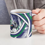 New Zealand Warriors Rugby Mascot Ceramic Mug Fierce Athlete Graphic in Sports Style