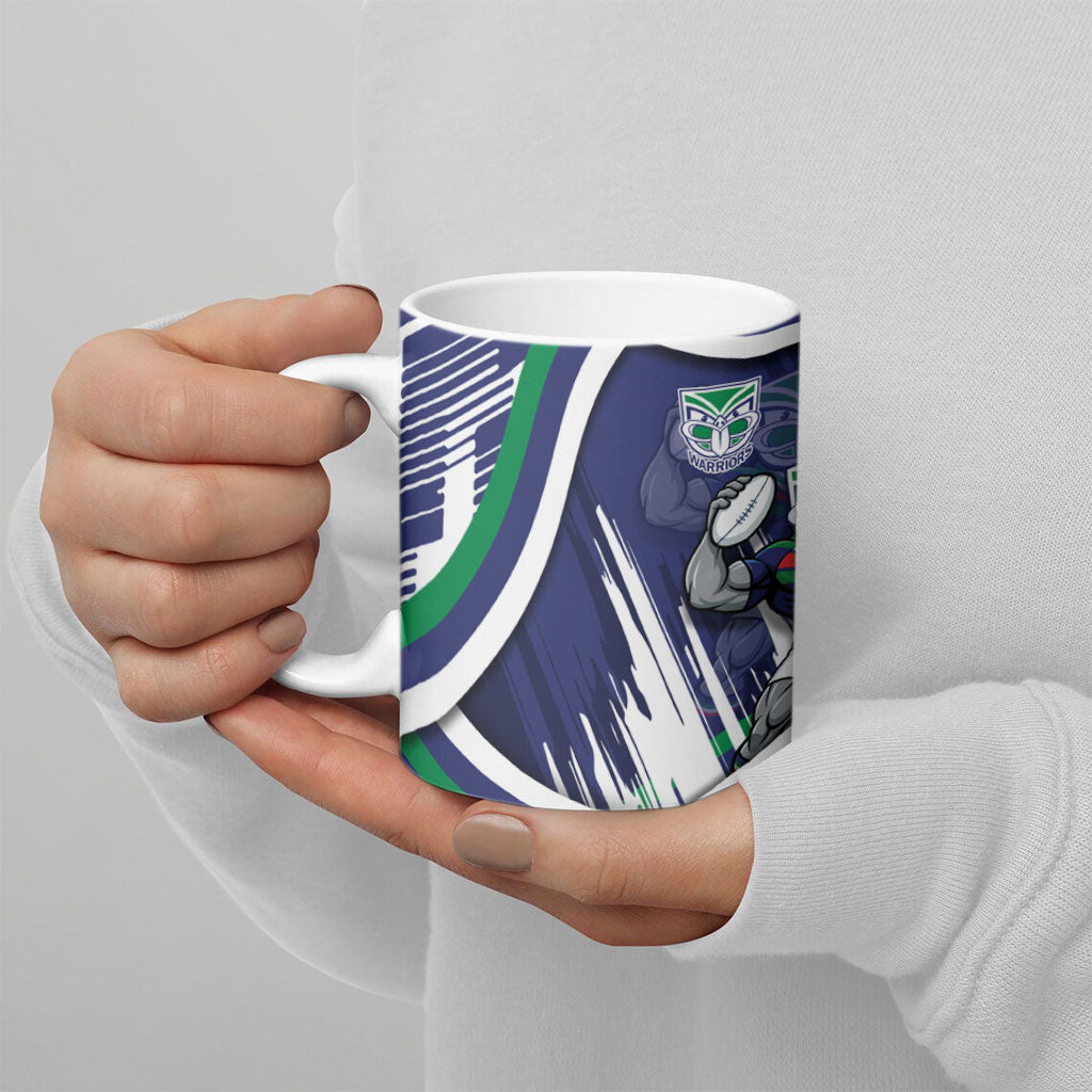 New Zealand Warriors Rugby Mascot Ceramic Mug Fierce Athlete Graphic in Sports Style