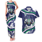New Zealand Warriors Rugby Mascot Couples Matching Tank Maxi Dress and Hawaiian Shirt Fierce Athlete Graphic in Sports Style