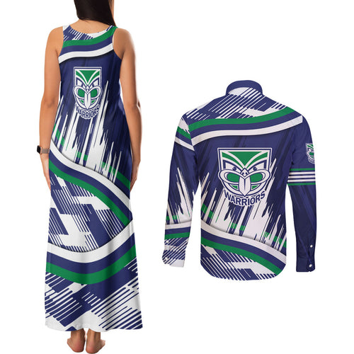 New Zealand Warriors Rugby Mascot Couples Matching Tank Maxi Dress and Long Sleeve Button Shirt Fierce Athlete Graphic in Sports Style