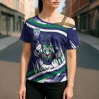New Zealand Warriors Rugby Mascot Cross Shoulder Shirt Fierce Athlete Graphic in Sports Style