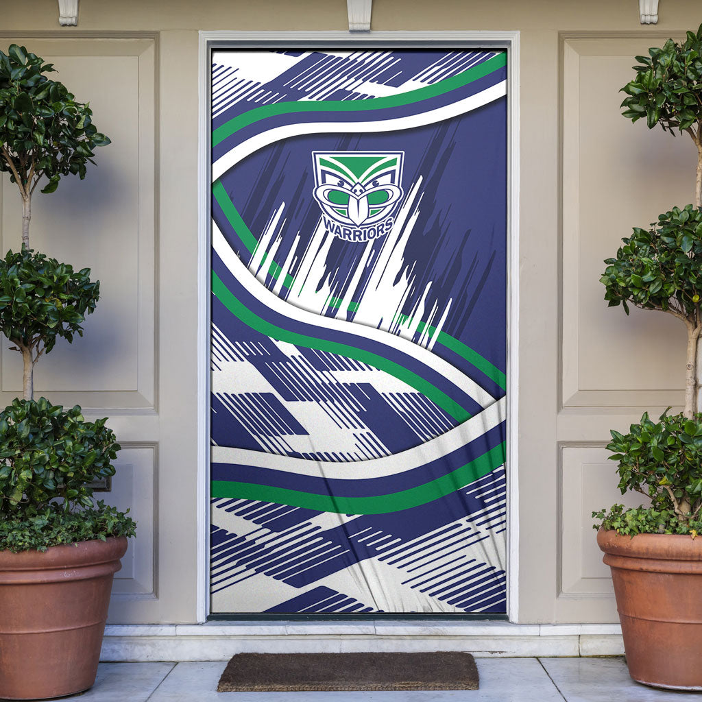 New Zealand Warriors Rugby Mascot Door Cover Fierce Athlete Graphic in Sports Style