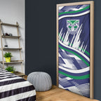 New Zealand Warriors Rugby Mascot Door Cover Fierce Athlete Graphic in Sports Style