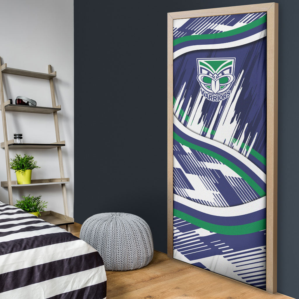 New Zealand Warriors Rugby Mascot Door Cover Fierce Athlete Graphic in Sports Style