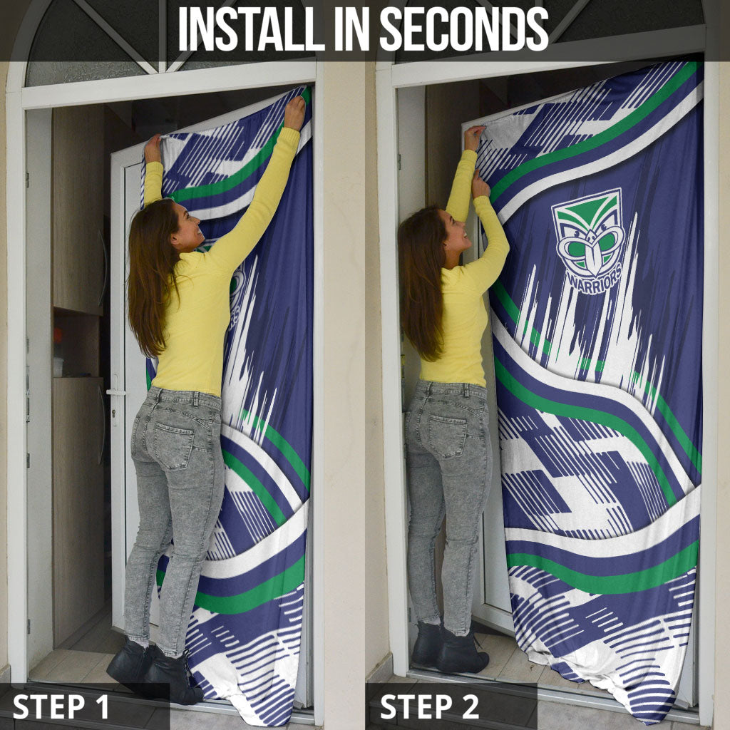 New Zealand Warriors Rugby Mascot Door Cover Fierce Athlete Graphic in Sports Style