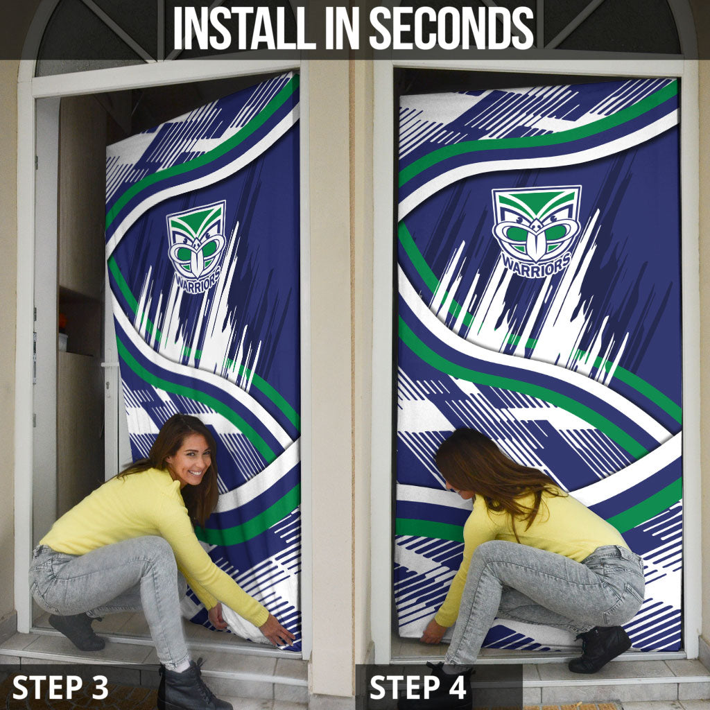 New Zealand Warriors Rugby Mascot Door Cover Fierce Athlete Graphic in Sports Style