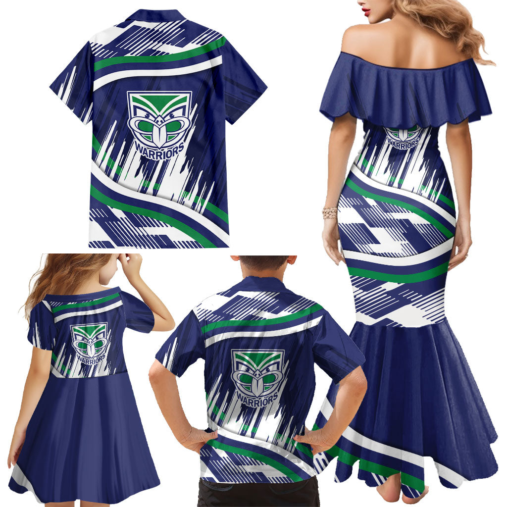 New Zealand Warriors Rugby Mascot Family Matching Mermaid Dress and Hawaiian Shirt Fierce Athlete Graphic in Sports Style
