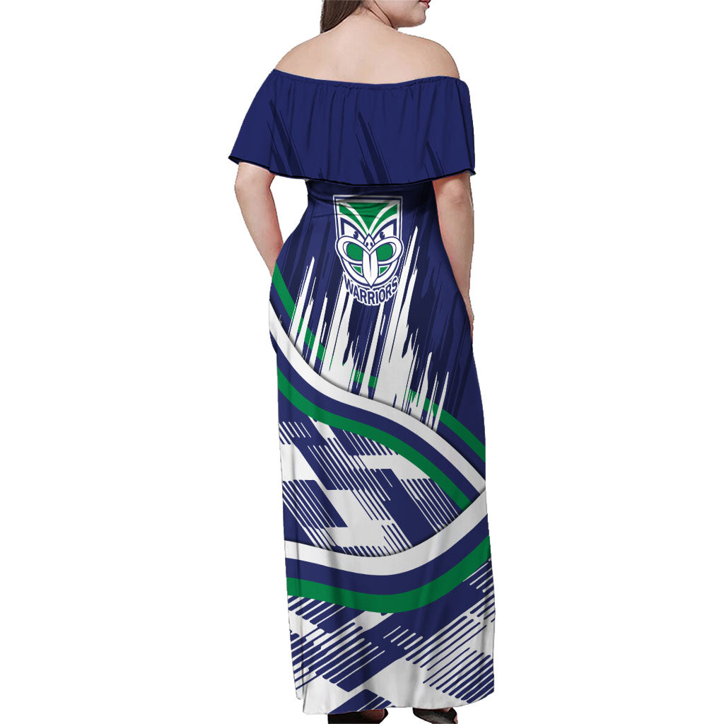 New Zealand Warriors Rugby Mascot Family Matching Off Shoulder Maxi Dress and Hawaiian Shirt Fierce Athlete Graphic in Sports Style