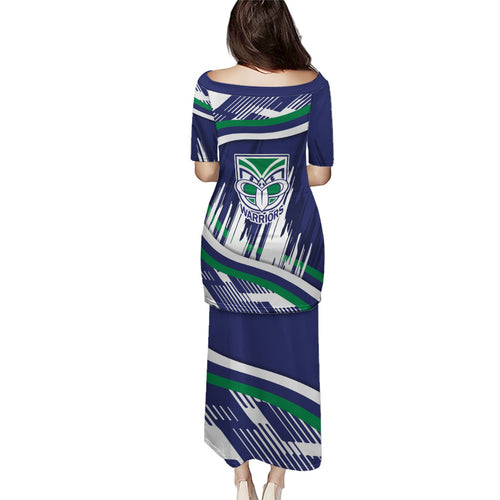 New Zealand Warriors Rugby Mascot Family Matching Puletasi and Hawaiian Shirt Fierce Athlete Graphic in Sports Style