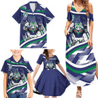 New Zealand Warriors Rugby Mascot Family Matching Summer Maxi Dress and Hawaiian Shirt Fierce Athlete Graphic in Sports Style