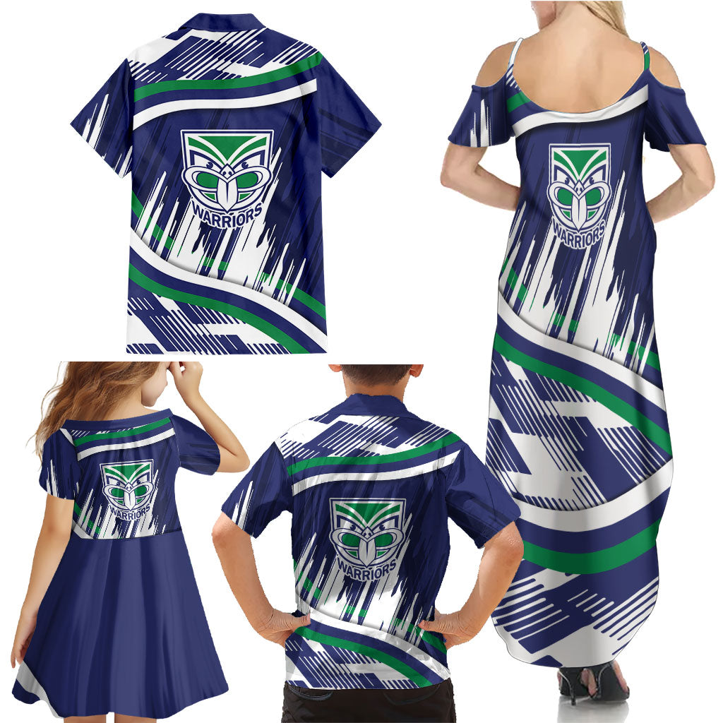New Zealand Warriors Rugby Mascot Family Matching Summer Maxi Dress and Hawaiian Shirt Fierce Athlete Graphic in Sports Style