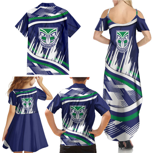 New Zealand Warriors Rugby Mascot Family Matching Summer Maxi Dress and Hawaiian Shirt Fierce Athlete Graphic in Sports Style