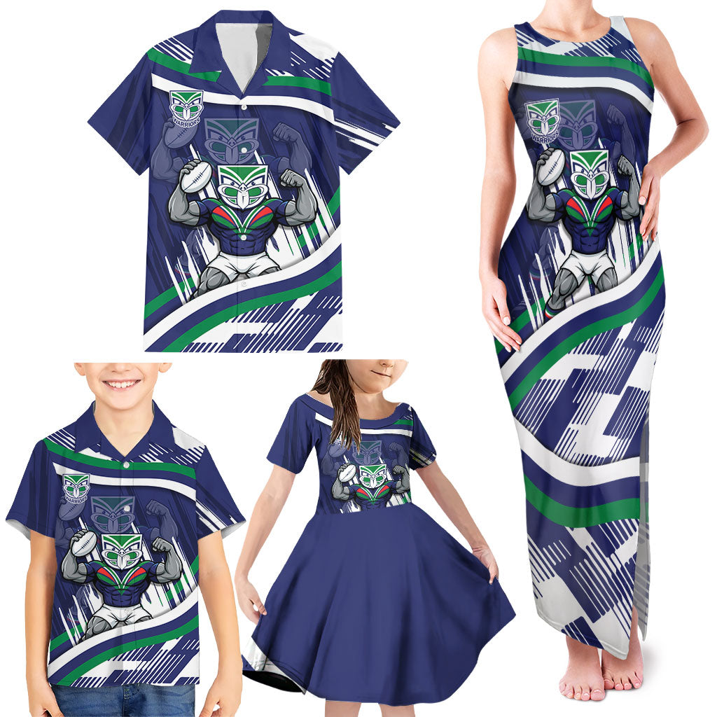 New Zealand Warriors Rugby Mascot Family Matching Tank Maxi Dress and Hawaiian Shirt Fierce Athlete Graphic in Sports Style