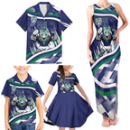 New Zealand Warriors Rugby Mascot Family Matching Tank Maxi Dress and Hawaiian Shirt Fierce Athlete Graphic in Sports Style