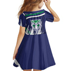 New Zealand Warriors Rugby Mascot Family Matching Tank Maxi Dress and Hawaiian Shirt Fierce Athlete Graphic in Sports Style