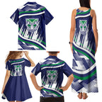 New Zealand Warriors Rugby Mascot Family Matching Tank Maxi Dress and Hawaiian Shirt Fierce Athlete Graphic in Sports Style