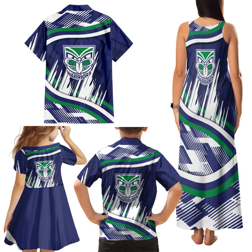 New Zealand Warriors Rugby Mascot Family Matching Tank Maxi Dress and Hawaiian Shirt Fierce Athlete Graphic in Sports Style