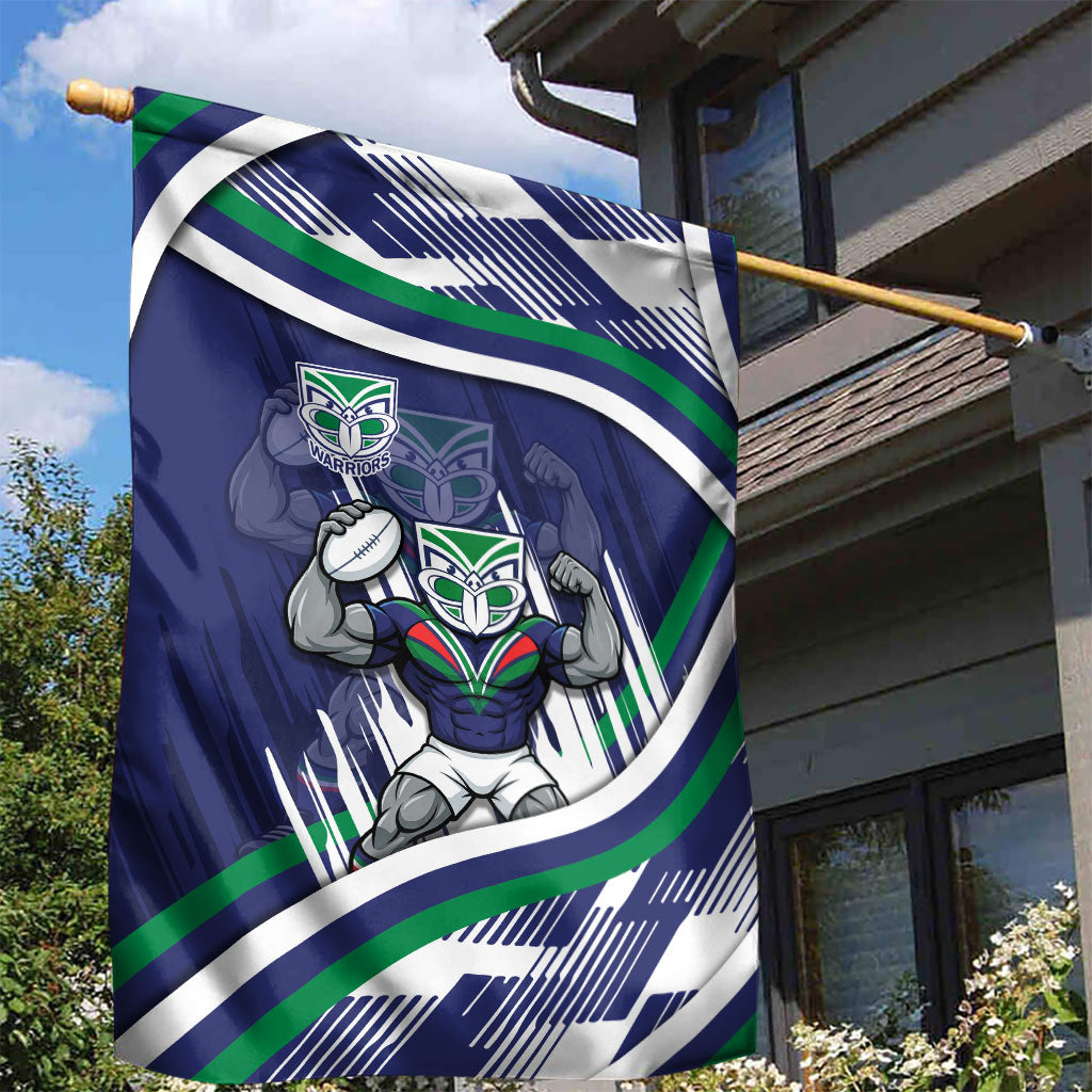 New Zealand Warriors Rugby Mascot Garden Flag Fierce Athlete Graphic in Sports Style