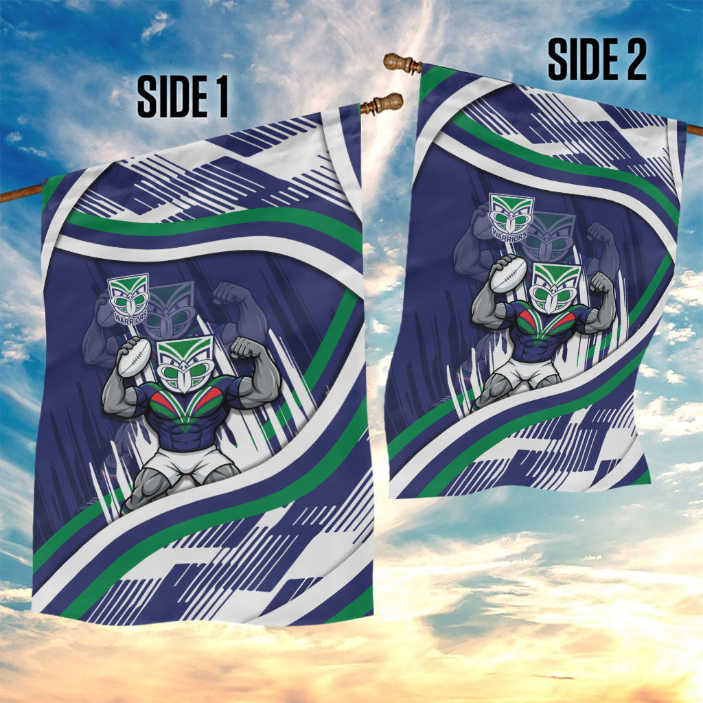 New Zealand Warriors Rugby Mascot Garden Flag Fierce Athlete Graphic in Sports Style