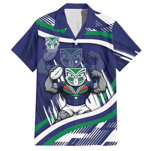 New Zealand Warriors Rugby Mascot Hawaiian Shirt Fierce Athlete Graphic in Sports Style